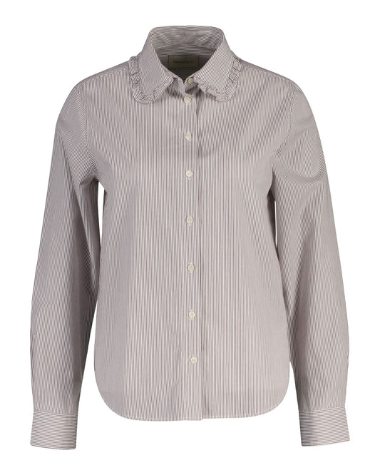 Regular Ctn Frill Collar Stripe Shirt