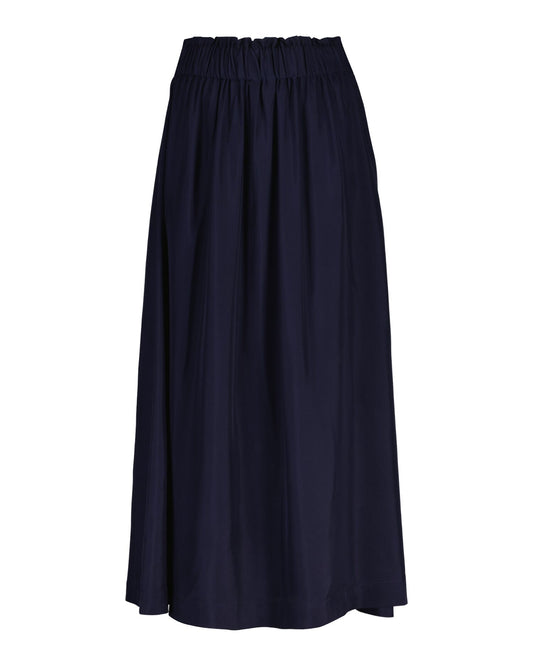 Fluid Twill Pull-On Midi Skirt