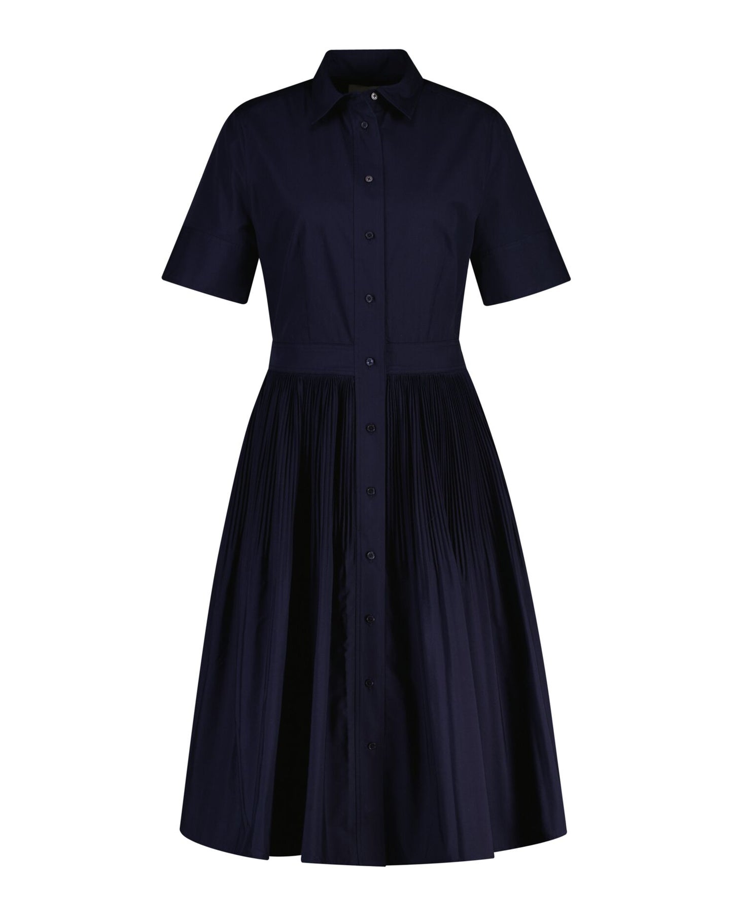 Cotton Pleated Ss Shirt Dress
