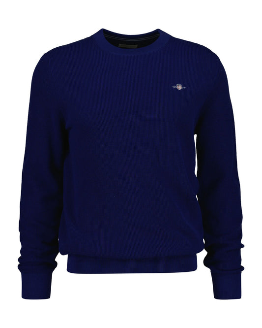 Textured Cotton Crew Neck Sweater