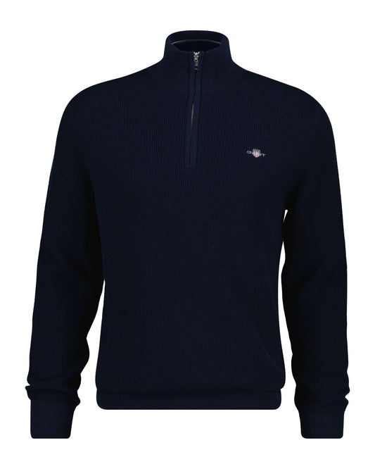 Textured Cotton Half-Zip Sweater