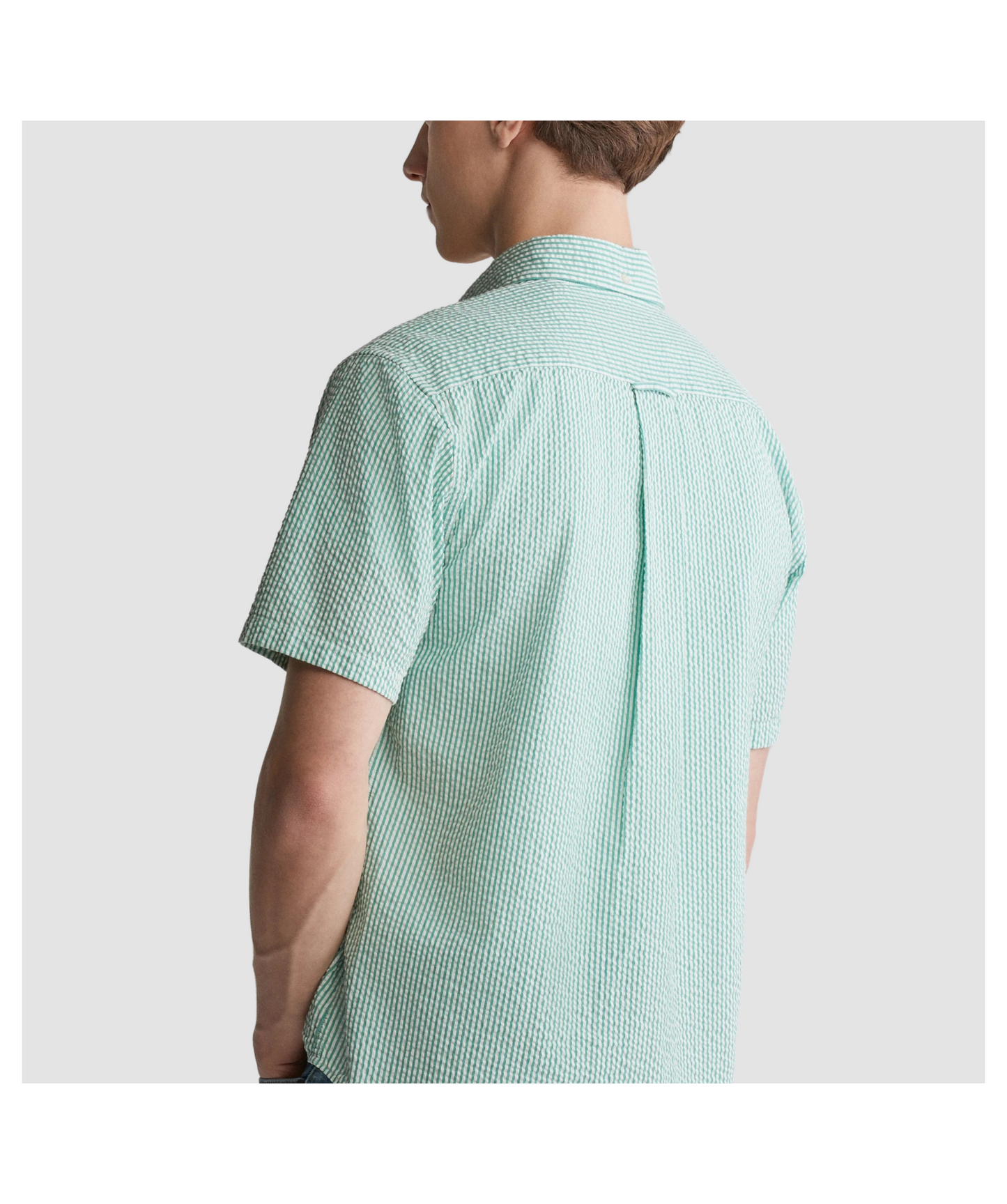 Regular Fit Striped Short Sleeve Seersucker Shirt