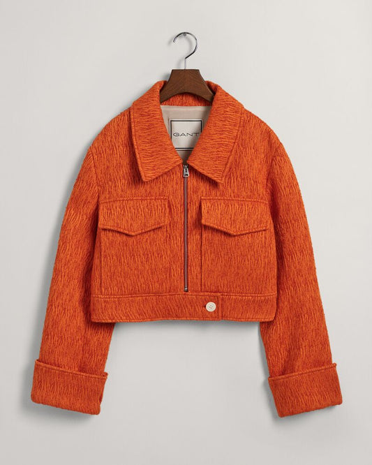 Cropped Bouclé Jacket Pumpkin Orange / S