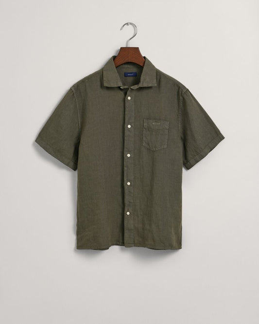 Teens Linen Short Sleeve Shirt Green Ash / 146/152