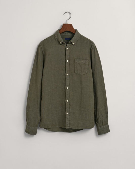 Teens Linen Shirt Green Ash / 134/140