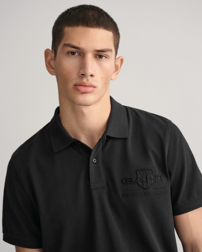 Tonal Shield Polo Shirt Black / S