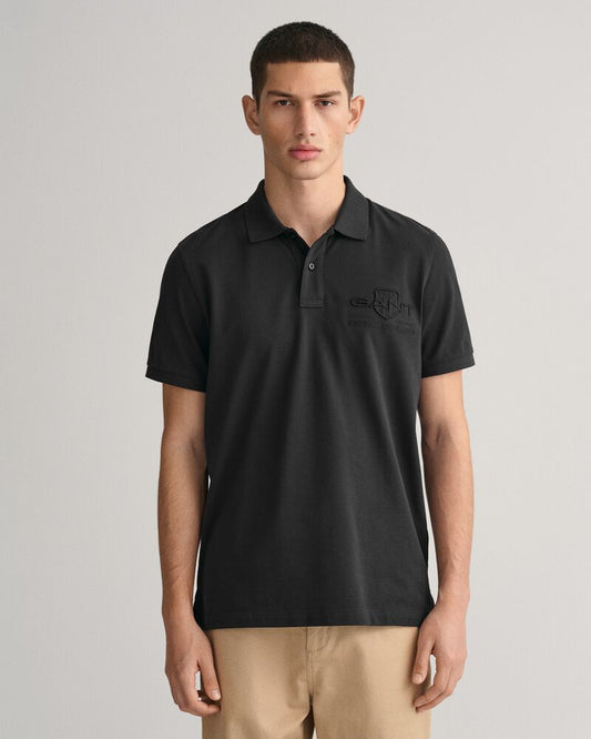 Tonal Shield Polo Shirt Black / S