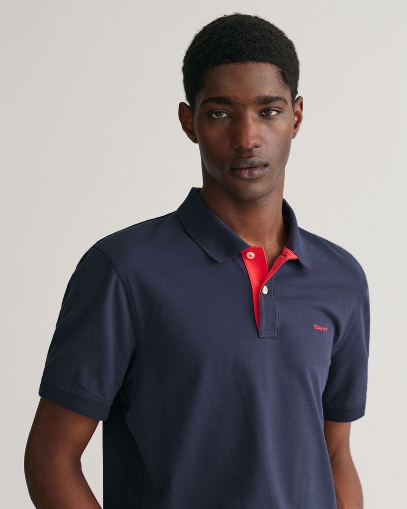 Contrast Piqué Polo Shirt Blue / S