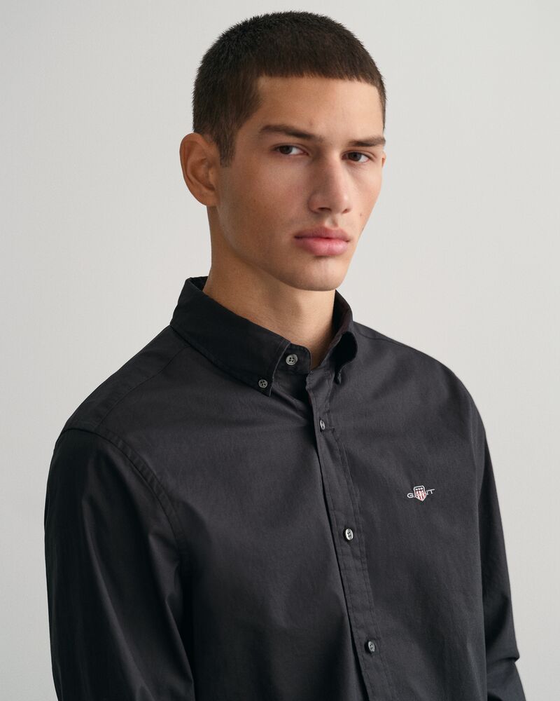 Slim Fit Poplin Shirt Black / S