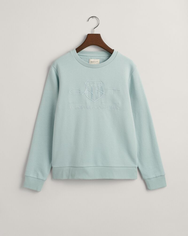 Regular Fit Tonal Shield C-Neck Sweat Dusty Turquoise / 2XL