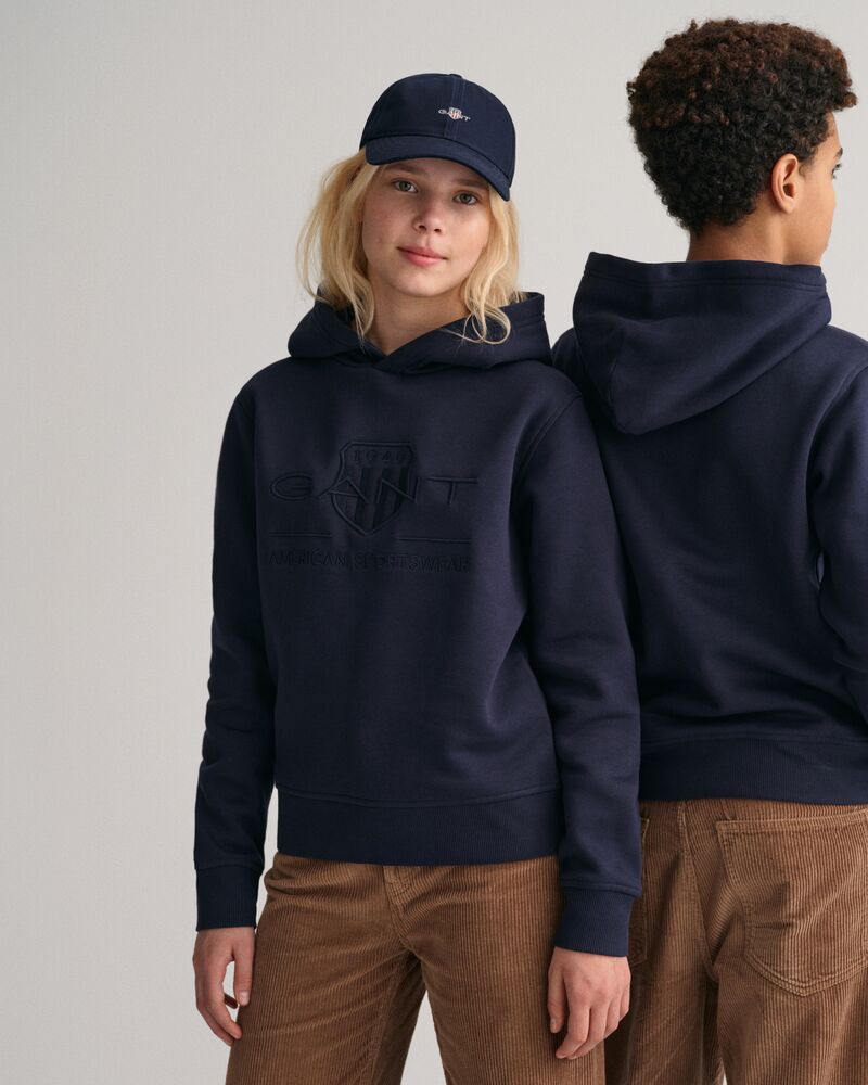 Teens Tonal Shield Hoodie Evening Blue / 134/140