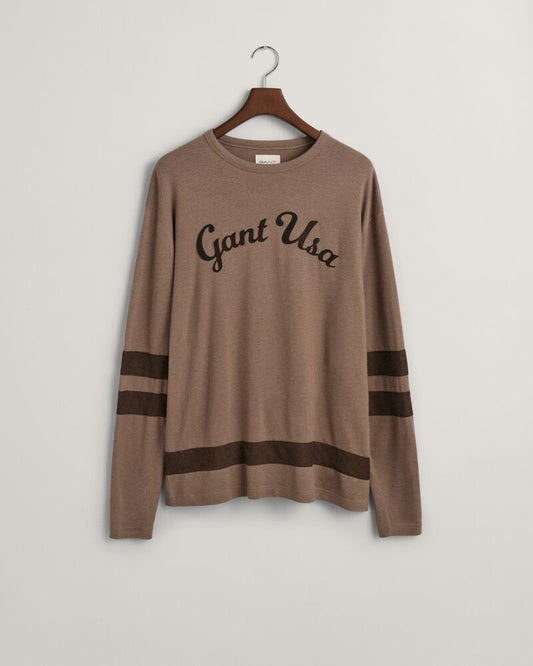 Script Graphic Long Sleeve T-Shirt Desert Brown / S