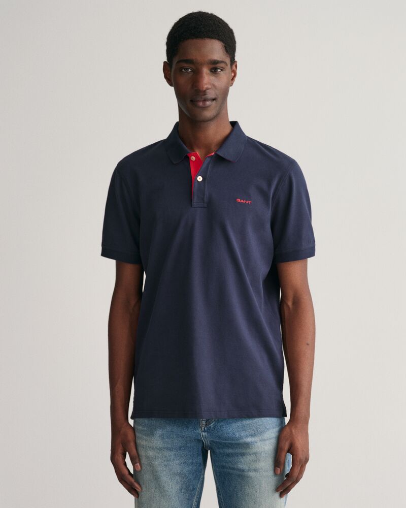 Contrast Piqué Polo Shirt Blue / S
