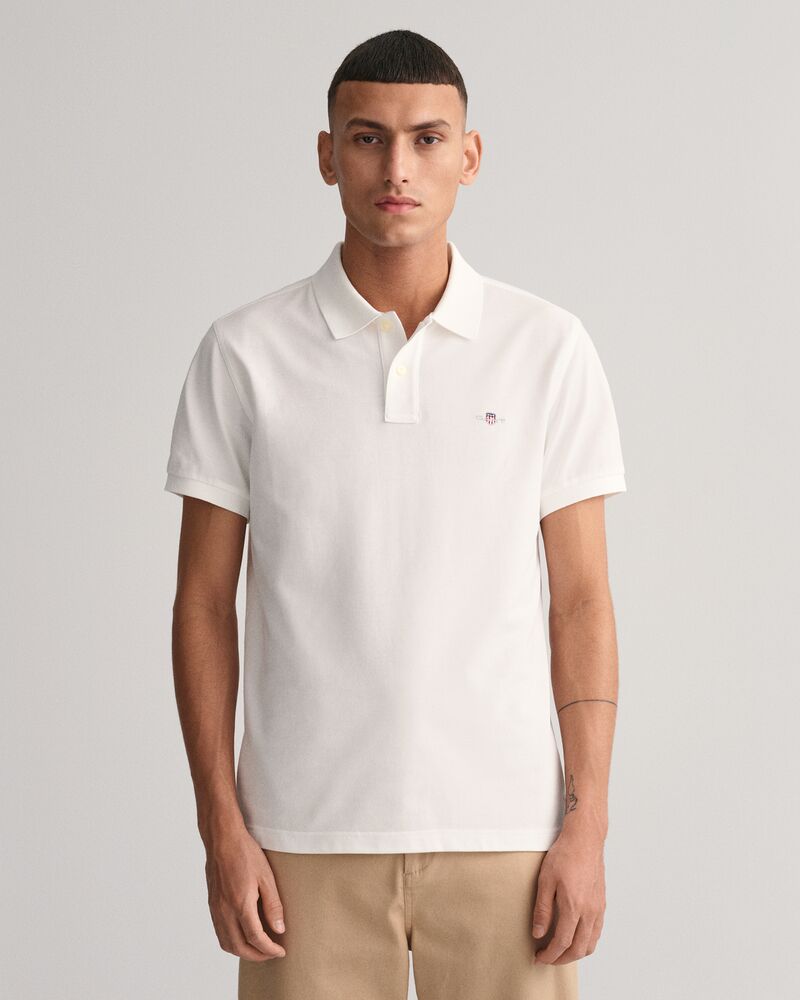 Slim Fit Shield Piqué Polo Shirt White / S