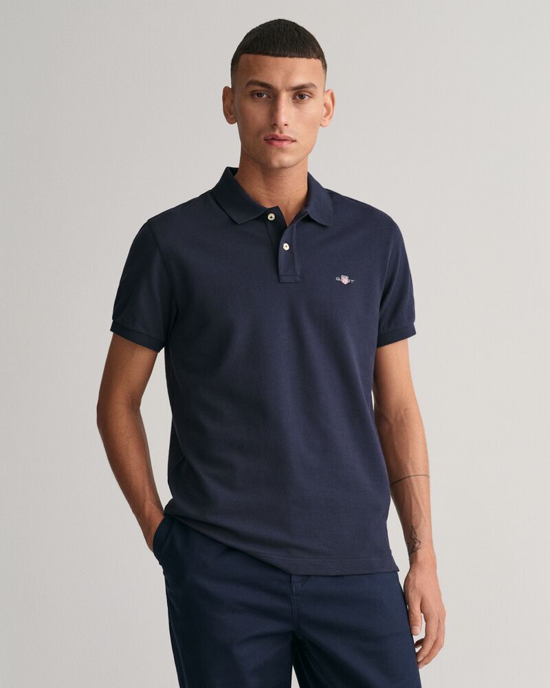 Slim Fit Shield Piqué Polo Shirt Evening Blue / S