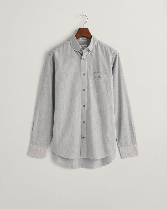 Regular Fit Banker Stripe Poplin Shirt Black / S