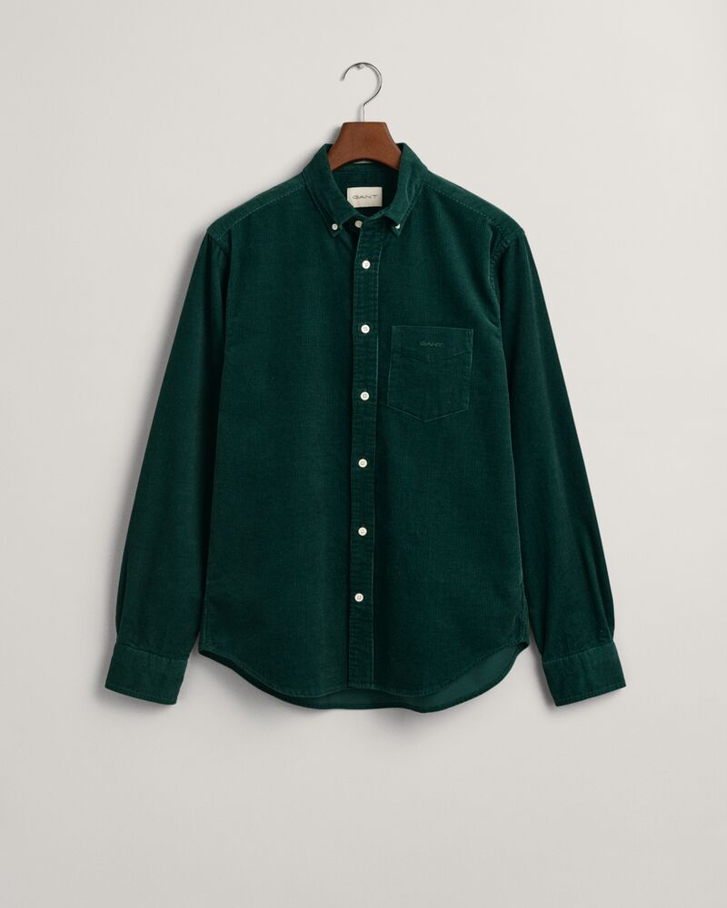 Regular Fit Corduroy Shirt Tartan Green / S