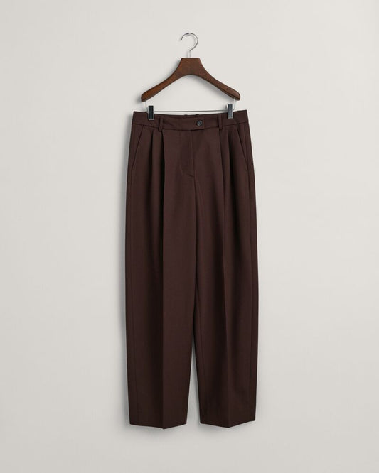 Relaxed Fit Tapered Leg Wool Pants Rich Brown / 32