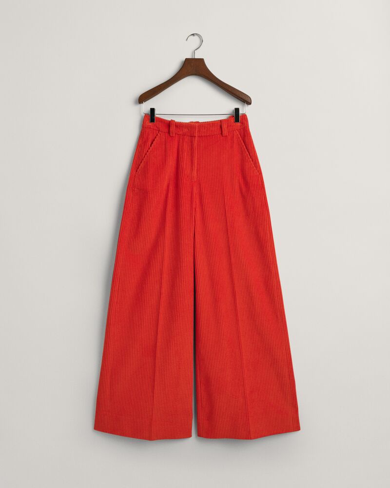 High-Waisted Wide Leg Corduroy Pants Pumpkin Orange / 34