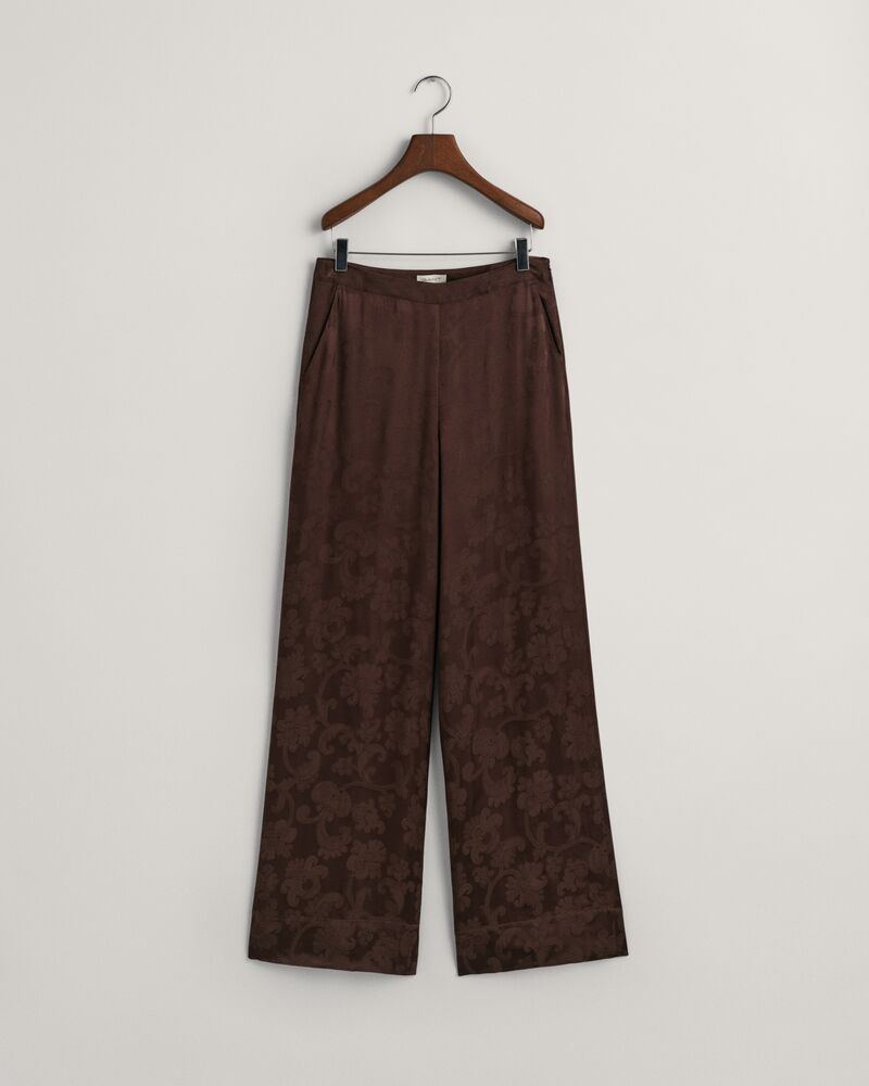 Wide Leg Lace Jacquard Pants Rich Brown / 32