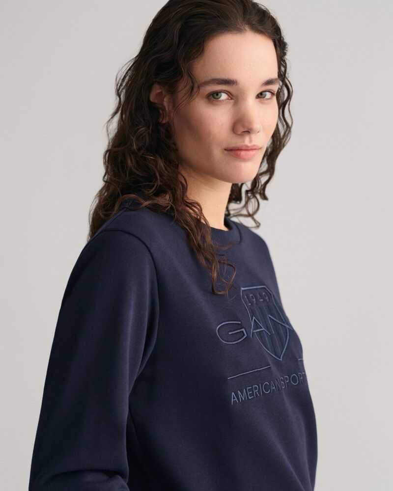 Tonal Shield Crew Neck Sweatshirt Evening Blue / S