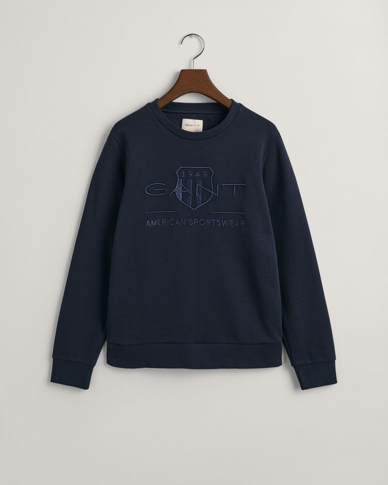 Tonal Shield Crew Neck Sweatshirt Evening Blue / S