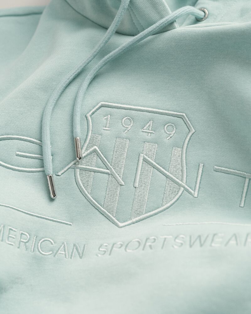 Tonal Shield Hoodie Dusty Turquoise / S