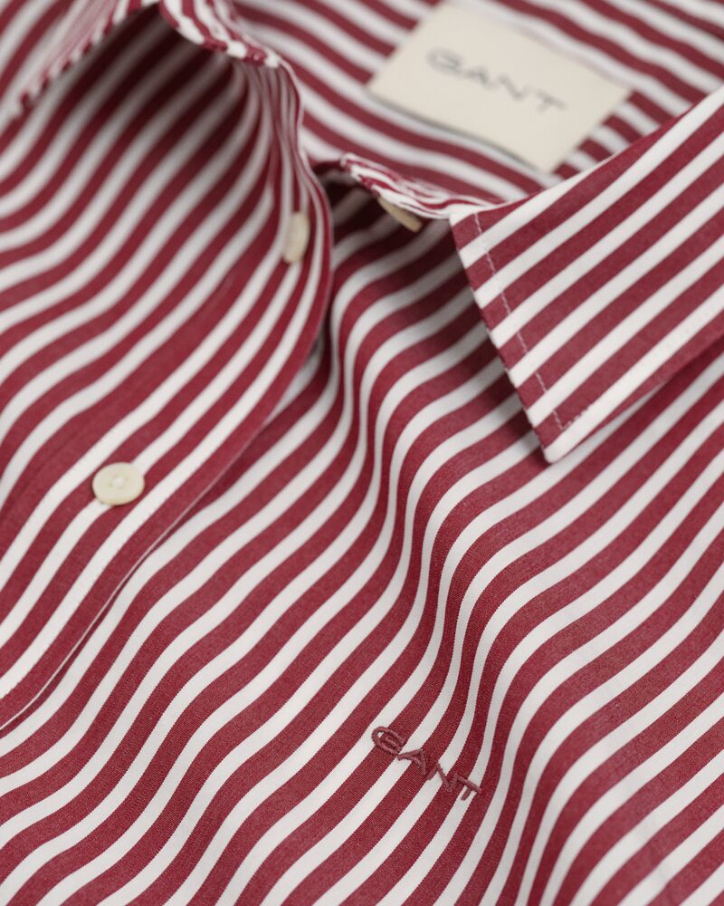 Regular Fit Striped Poplin Shirt Plumped Red / 32