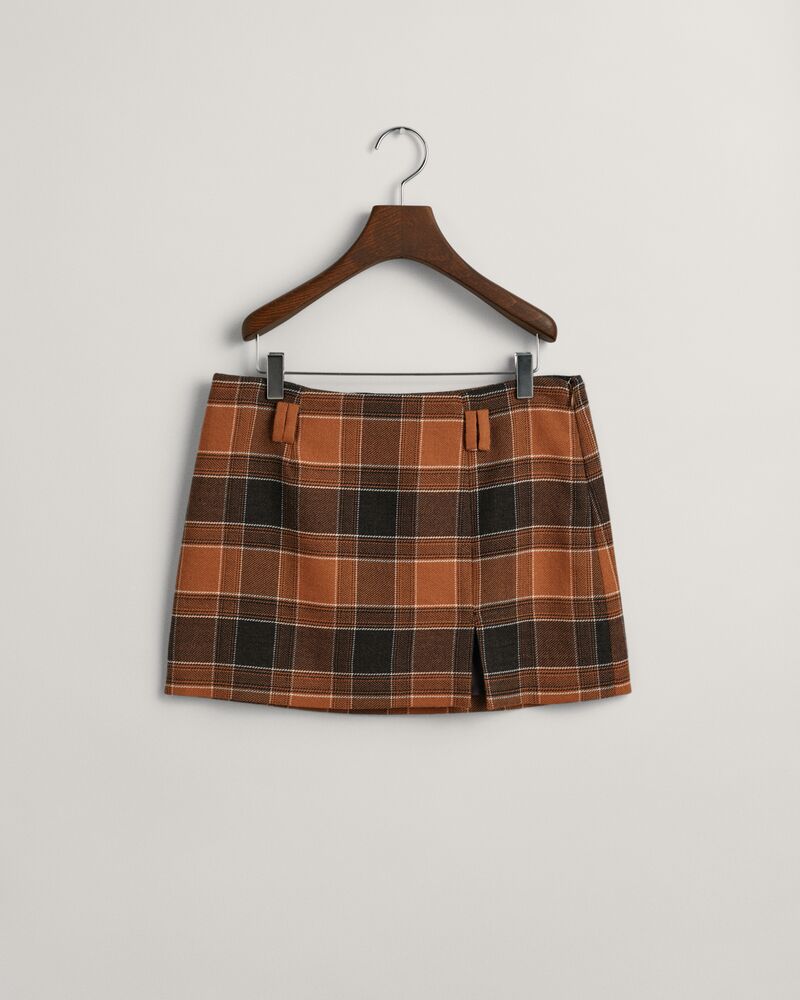 Checked Wool Mini Skirt Cinnamon Brown / 34