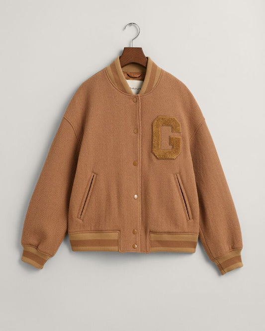 Wool Twill Varsity Jacket Warm Khaki / S