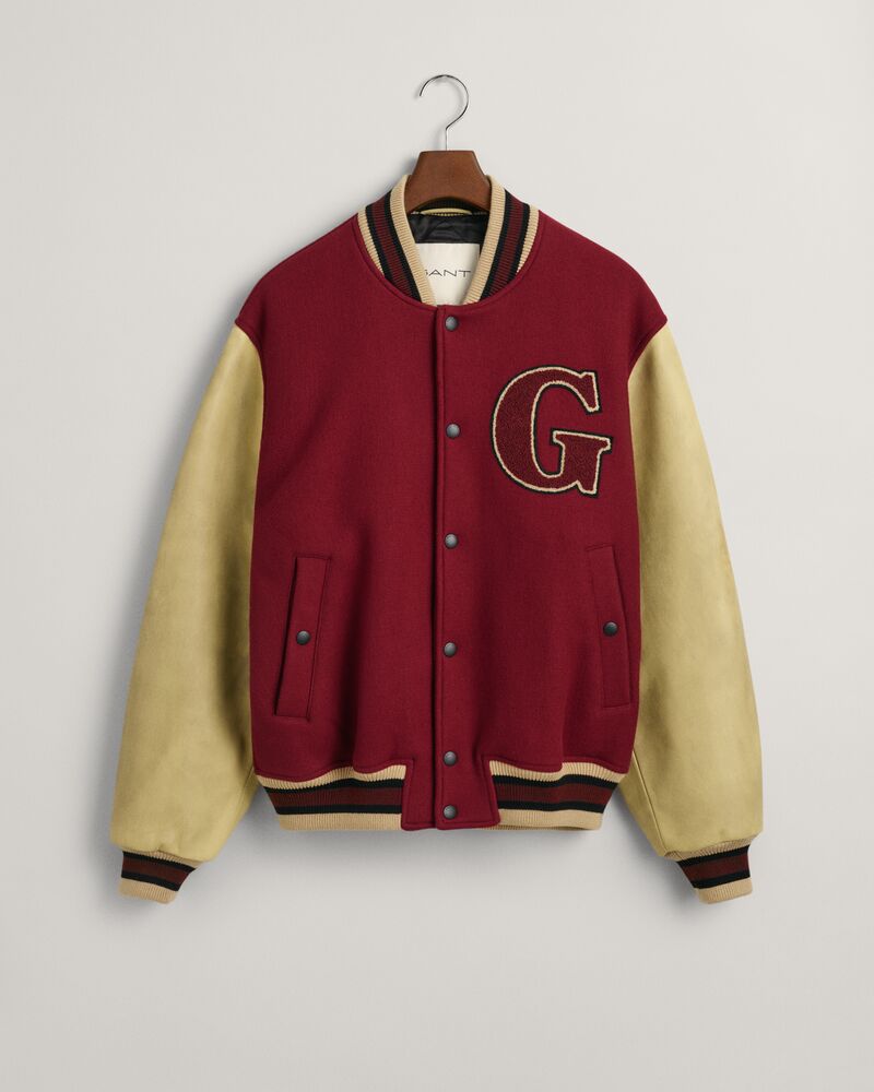 Padded Mix Varsity Jacket Plumped Red / S