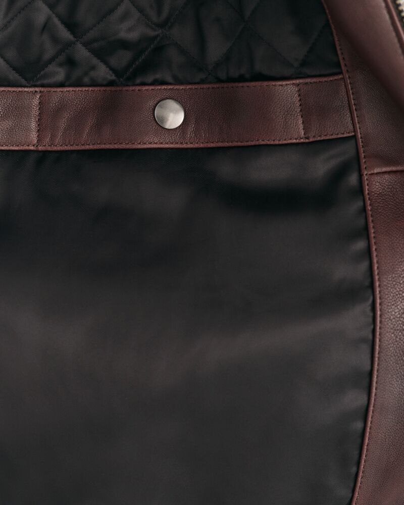 Leather Bomber Jacket Dark Mahogany / M