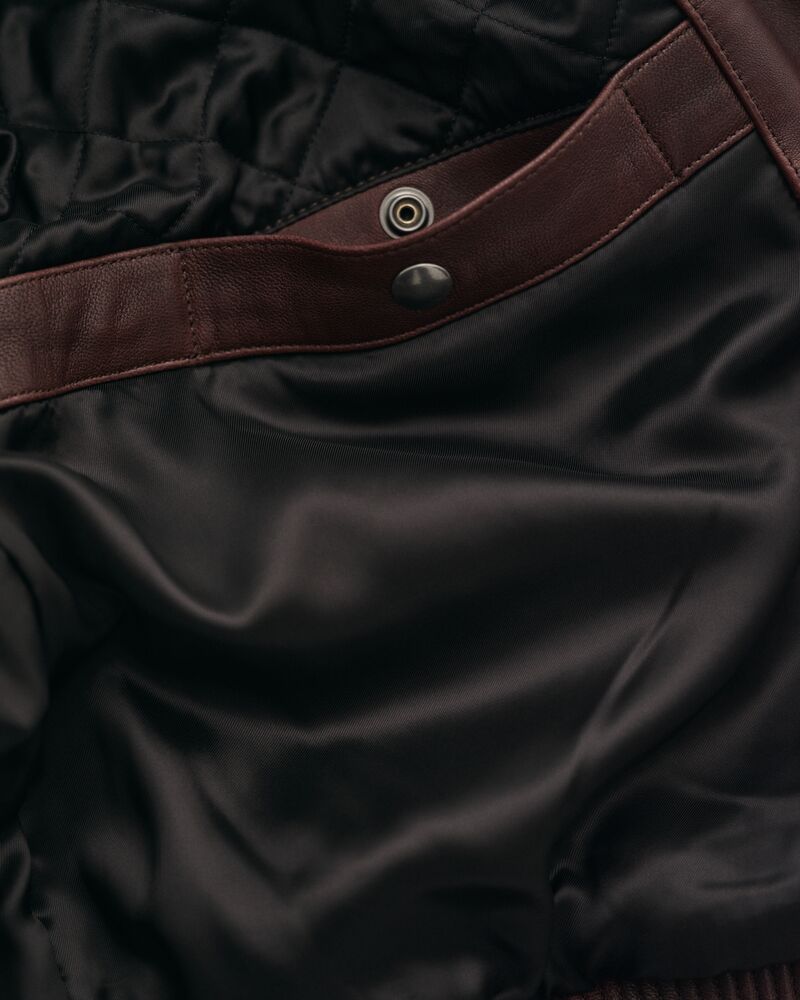 Leather Bomber Jacket Dark Mahogany / M