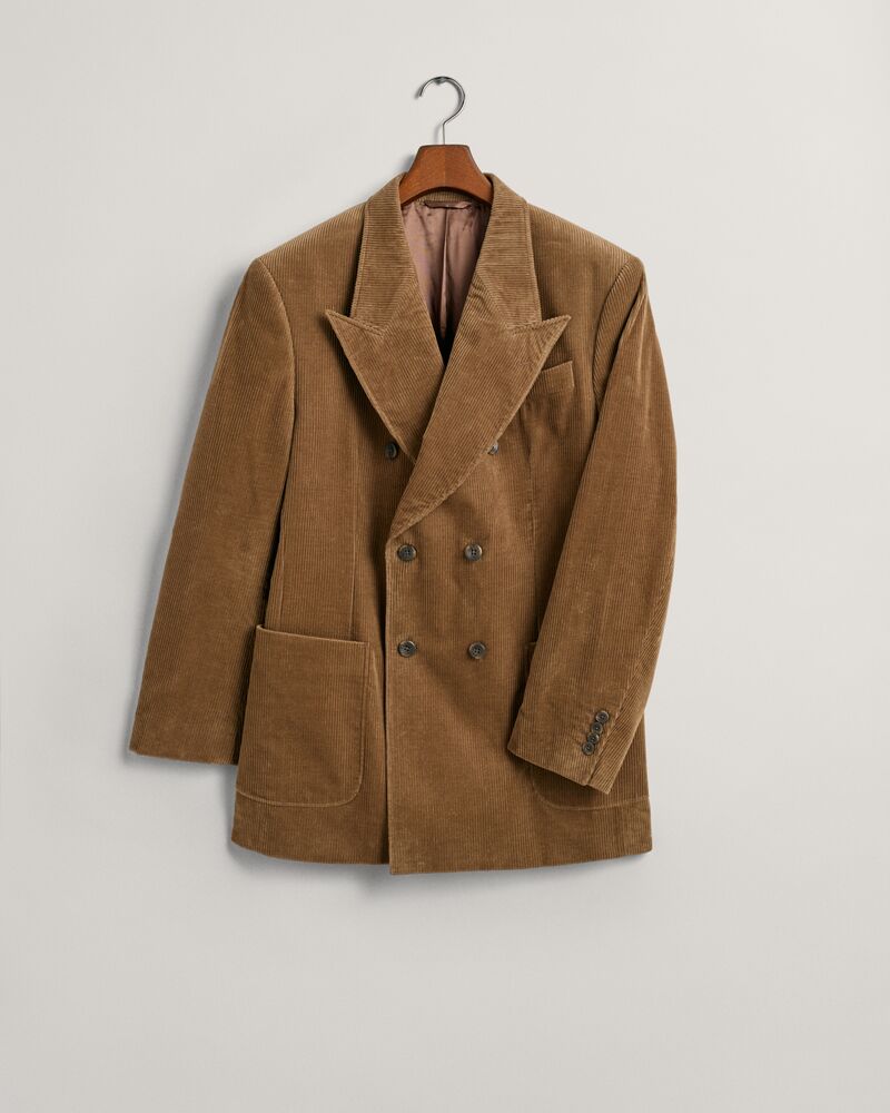 Double-Breasted Corduroy Suit Blazer Desert Brown / 48