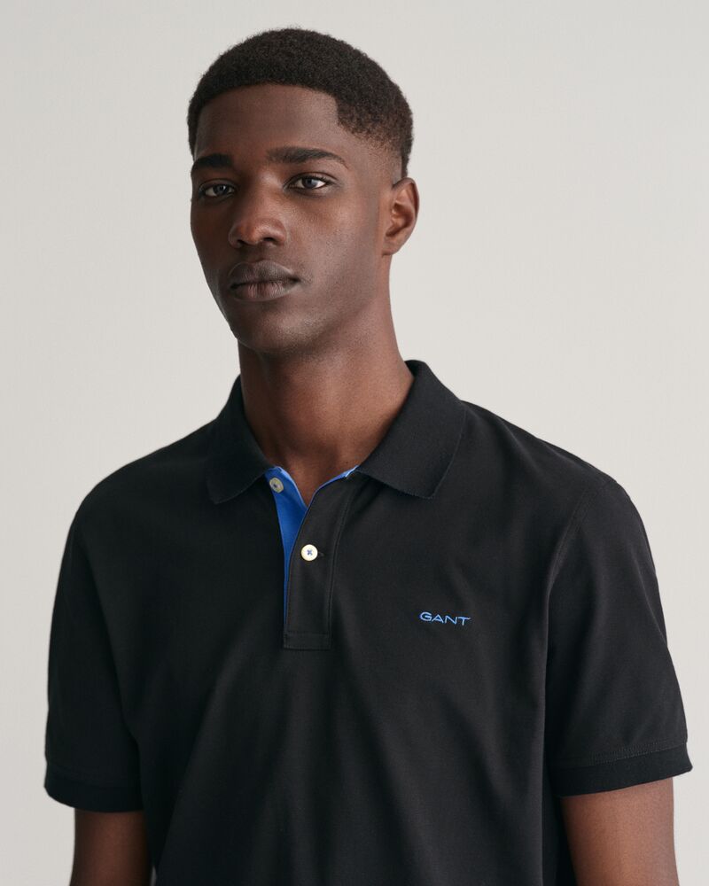 Contrast Piqué Polo Shirt Black / S