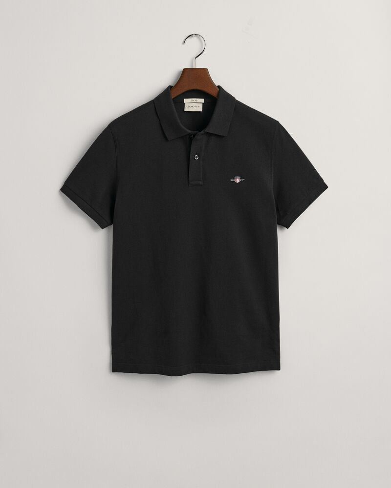 Slim Fit Shield Piqué Polo Shirt Black / S