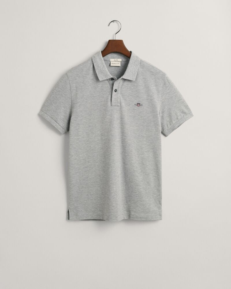 Slim Fit Shield Piqué Polo Shirt Grey Melange / S