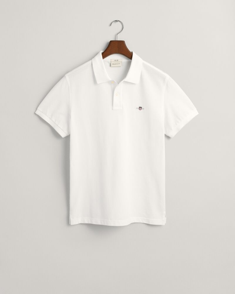 Slim Fit Shield Piqué Polo Shirt White / S