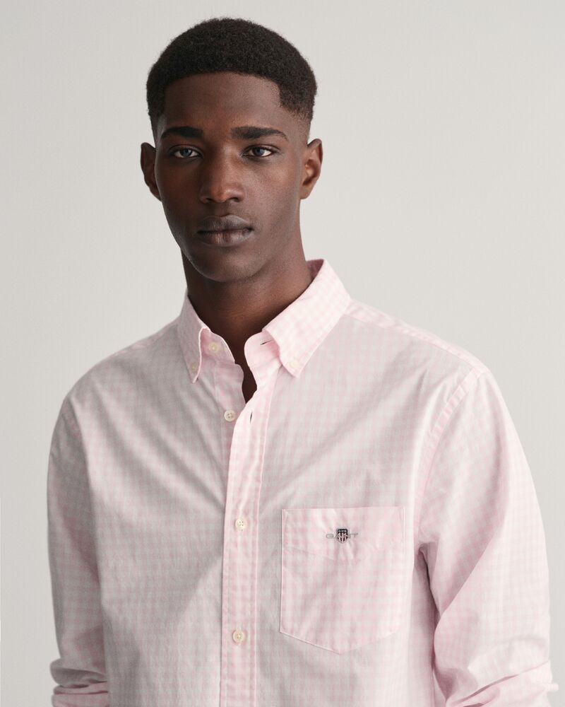 Regular Fit Gingham Poplin Shirt Light Pink / S