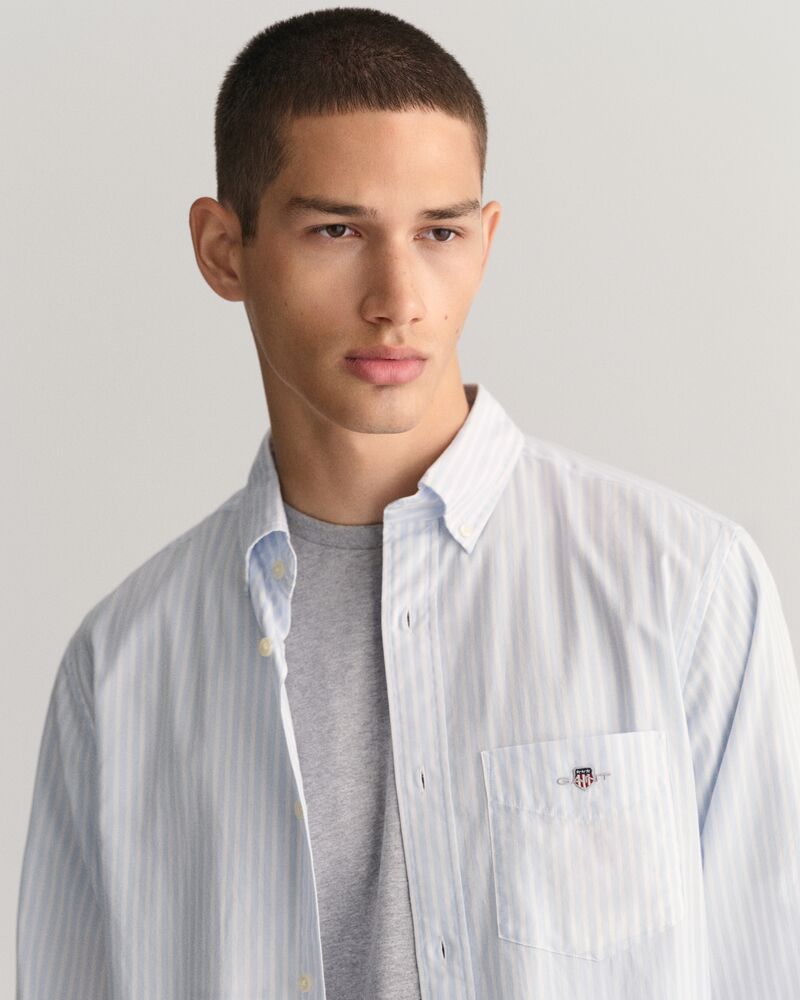 Regular Fit Striped Poplin Shirt Light Blue / S