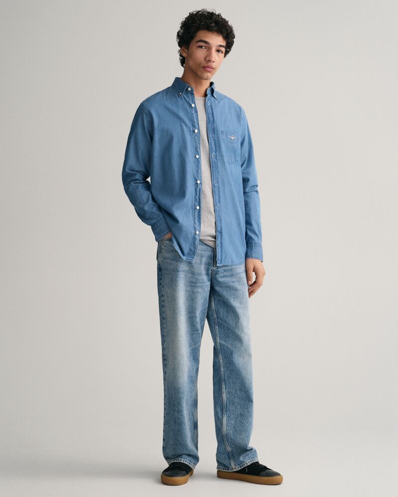 Regular Fit Indigo Shirt Semi Light Blue / S