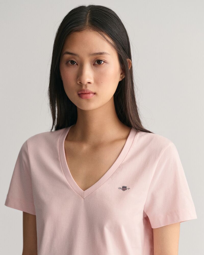 Shield V-Neck T-Shirt Faded Pink / S