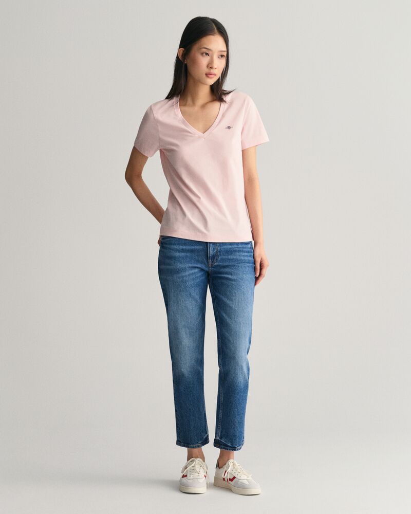 Shield V-Neck T-Shirt Faded Pink / S