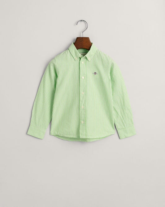 Kids Shield Striped Oxford Shirt Slime Green / 92