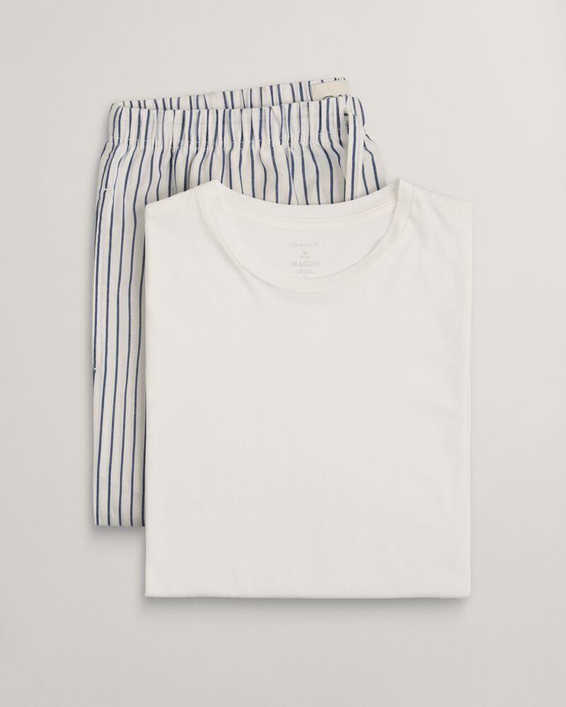 Striped Pajama Pants & T-Shirt Gift Box Eggshell / S