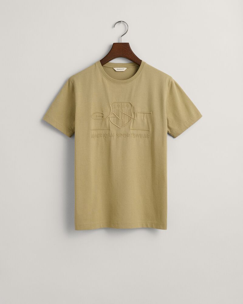 Teens Tonal Shield T-Shirt Beige Green / 134/140