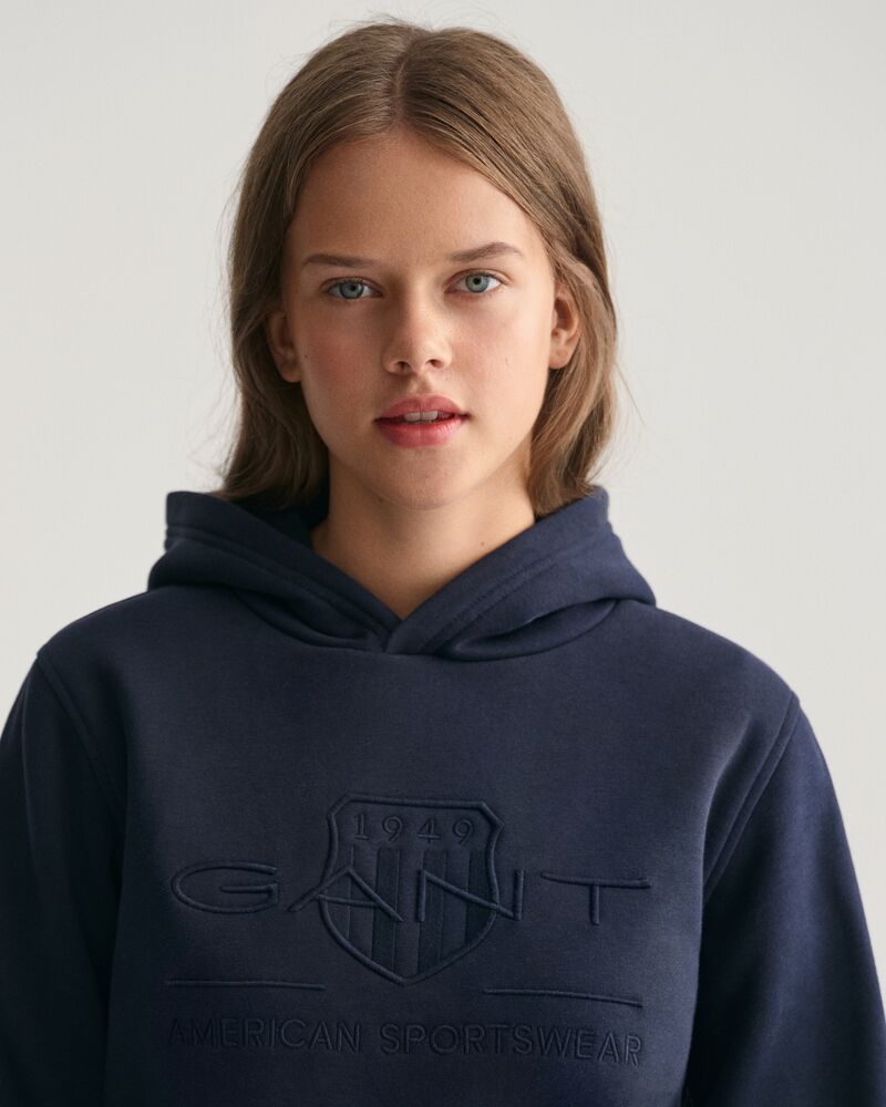 Teens Tonal Shield Hoodie Evening Blue / 134/140