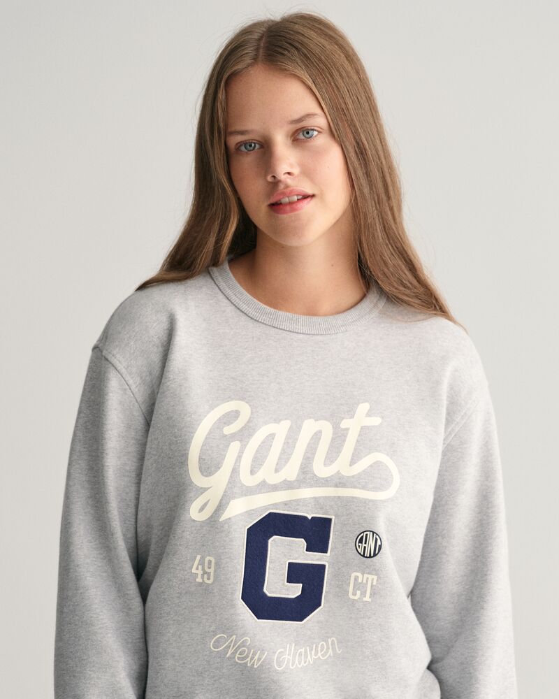 Relaxed Graphic Sweat C-Neck Light Grey Melange / 134/140