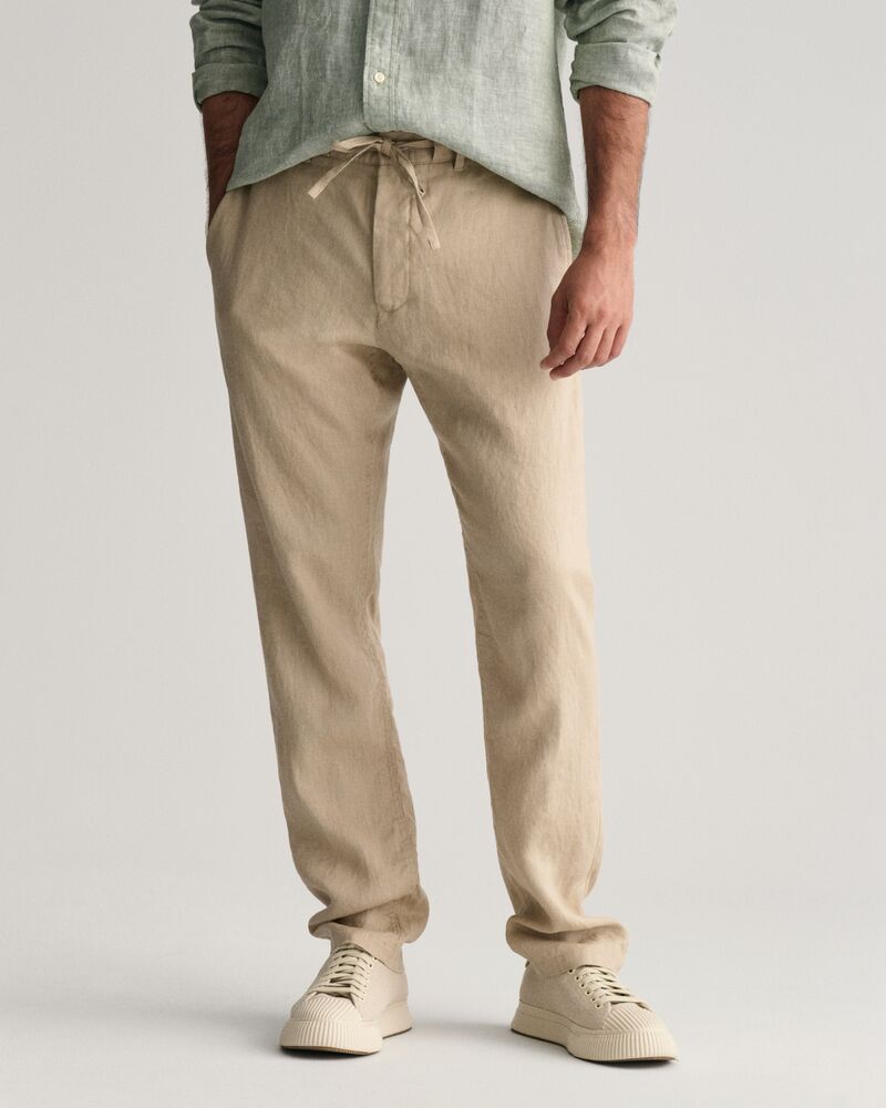 Relaxed Fit Linen Drawstring Pants S / DRY SAND