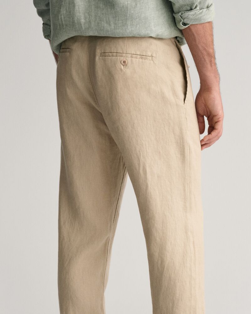 Relaxed Fit Linen Drawstring Pants S / DRY SAND